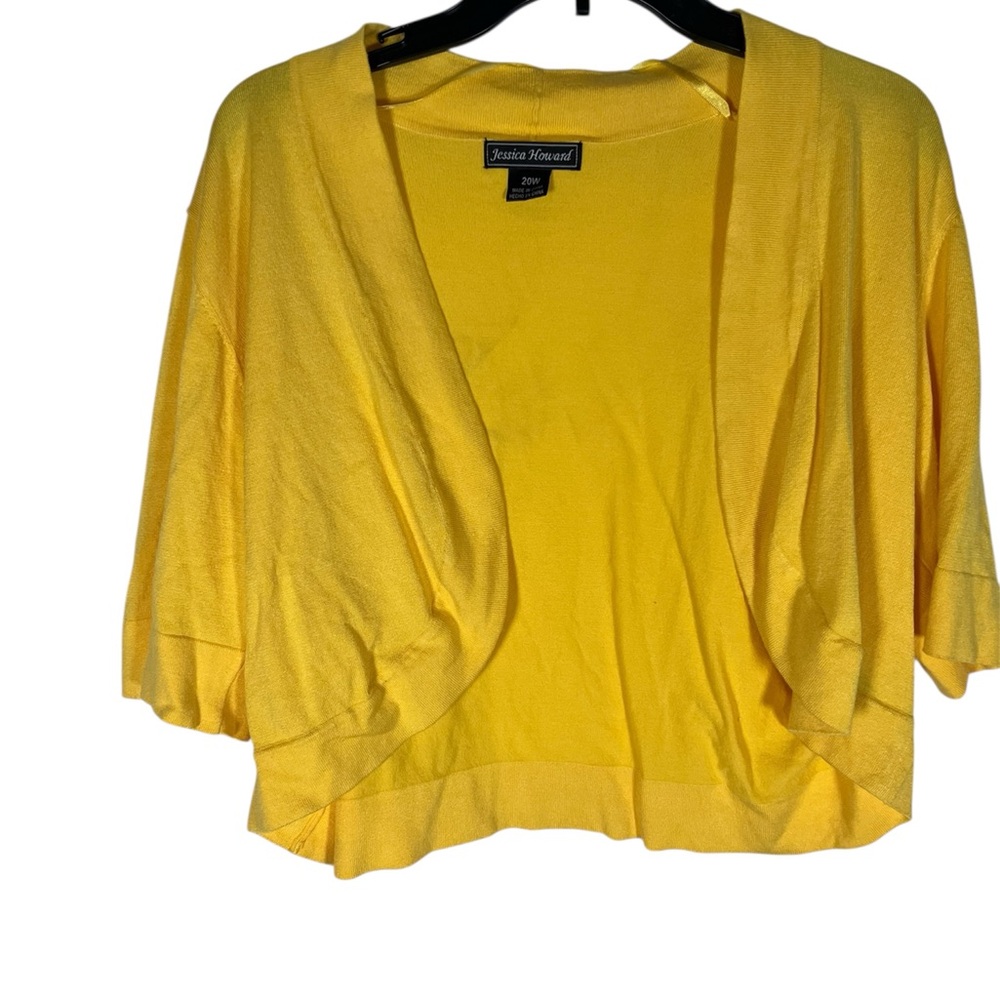 Jessica Howard Yellow Open Cardigan with 3/4 Sleeves Size 20W